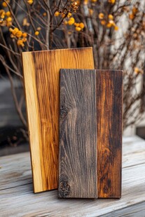 两块精美实木板材展示