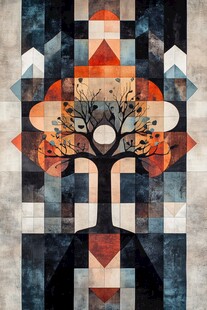 抽象几何风格的艺术树图案