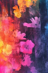 梦幻多彩抽象花卉艺术画