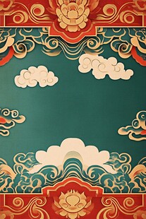 中式传统云纹花卉背景图