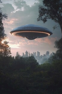 森林上空的神秘UFO