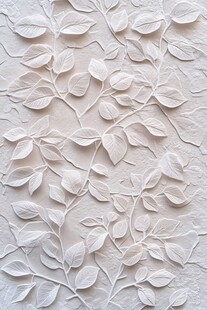 白色叶形浮雕墙面纹理
