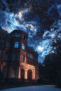 星空下的古老建筑