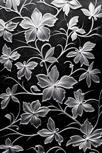 黑白花卉纹理图案