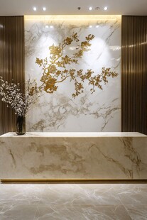 奢华大理石前台背景墙设计