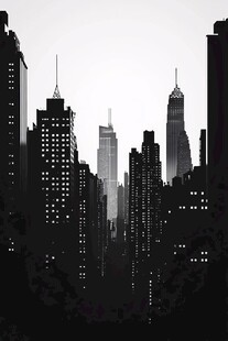 黑白都市高楼剪影