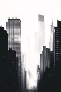 黑白都市高楼剪影