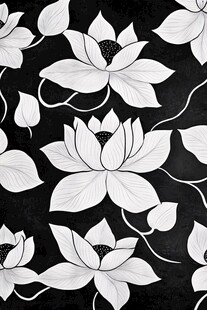 黑白莲花图案装饰背景