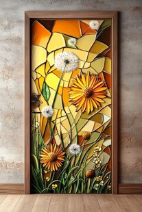 彩色玻璃花卉艺术门