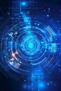 科技感蓝色数字电路背景图