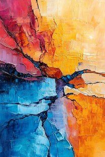抽象裂纹色彩绚丽油画