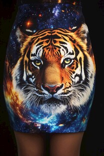 老虎星空图案时尚短裙