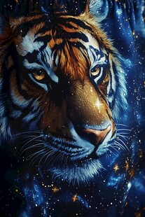 星空下的威严老虎