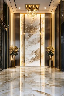 奢华大理石电梯厅设计