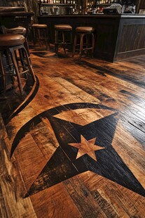 复古风酒吧地板上的星形图案
