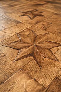 复古木质拼花地板特写