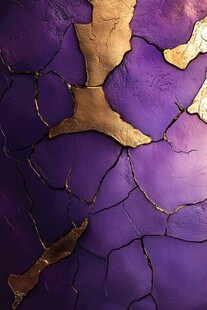 紫色裂纹上的金色纹理