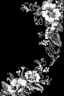 黑白花卉装饰边角图案