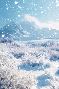 雪覆山野 雪花纷飞的美景