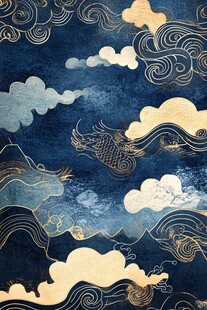 中式云纹飞鱼国风图案