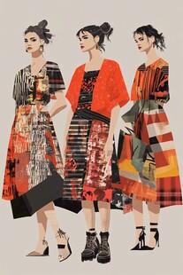 时尚拼布风女装设计展示