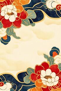中式牡丹花卉传统背景图