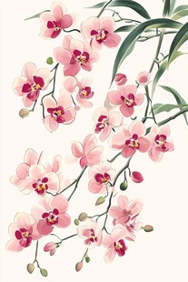 粉色娇俏蝴蝶兰插画