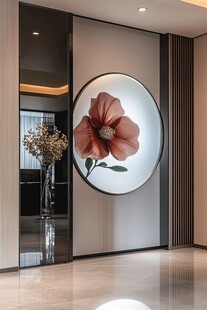 圆形花卉玄关墙现代风