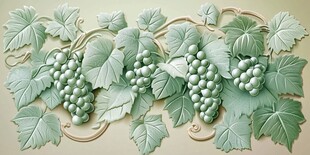 青绿色葡萄藤蔓浮雕装饰
