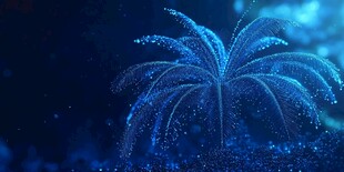 梦幻蓝色粒子特效棕榈树