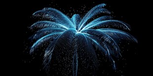 蓝色烟花绽放夜空美景