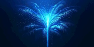 蓝色梦幻发光棕榈树