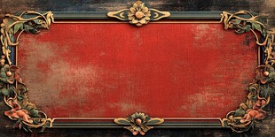 复古雕花红色边框背景