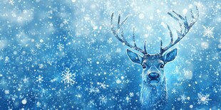 梦幻蓝调雪地中的优雅麋鹿