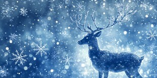 冬日梦幻麋鹿与飘雪背景
