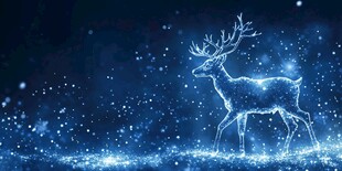 梦幻蓝光麋鹿星空背景图