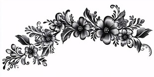 复古花卉弧形装饰图案