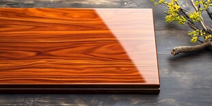 精美木纹板材与花枝点缀