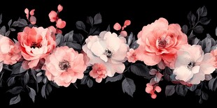 粉色花卉边框装饰图案