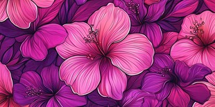 梦幻紫粉木槿花无缝图案