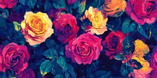 绚丽多彩玫瑰花海图案