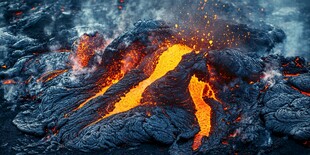炽热岩浆涌动的壮观景象