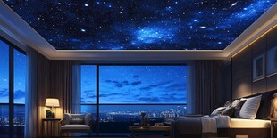 梦幻星空卧室 城市夜景相伴