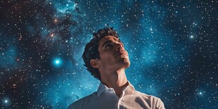 男子仰望璀璨星空