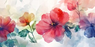 水彩花卉绘景 绚丽色彩