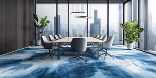 现代风格会议室俯瞰城市景观