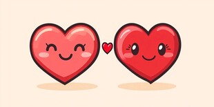 可爱红心情侣的甜蜜瞬间