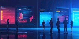 科技展厅中的商务人士身影