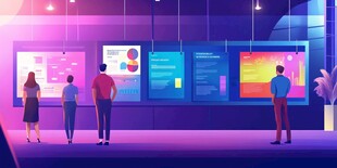 科技展厅中人们观览画面