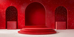 红色拱形舞台场景展示